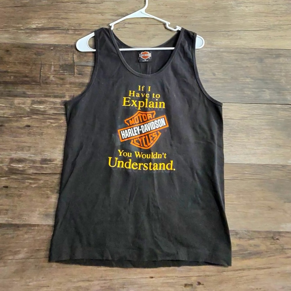 Harley-Davidson York PA Black Tank Top with Orange and Yellow Logo